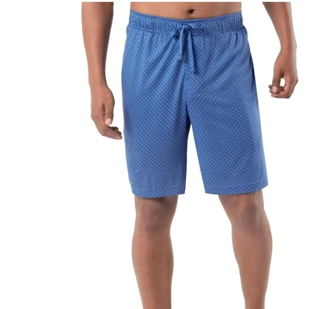 Cremieux Men's Sleep Shorts L Blue Sailboat Print Adjustable Drawstring